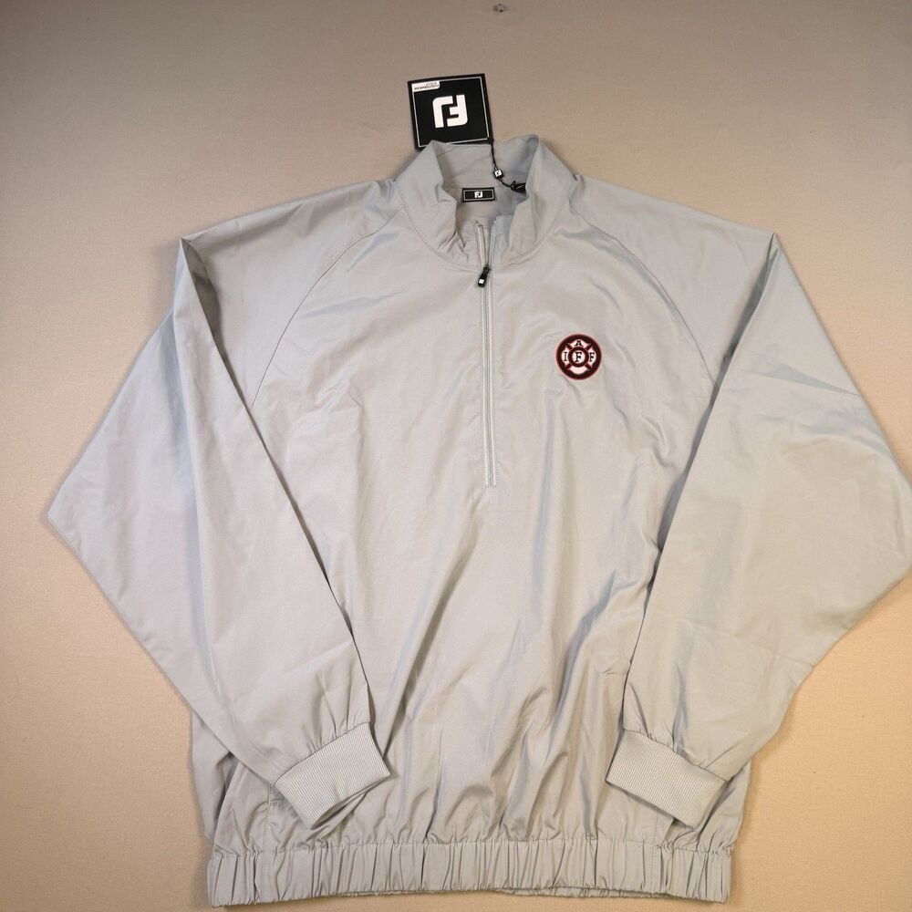 NWT Footjoy Mens Half-Zip Windbreaker Lightweight Golf Jacket Grey L Firefighter
